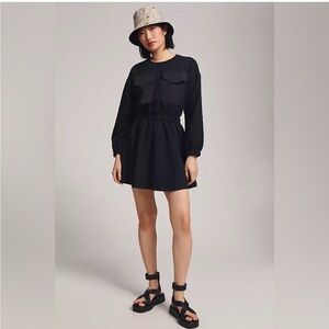 Anthropologie Daily Practice Black Utility Patch Pocket Mini Dress